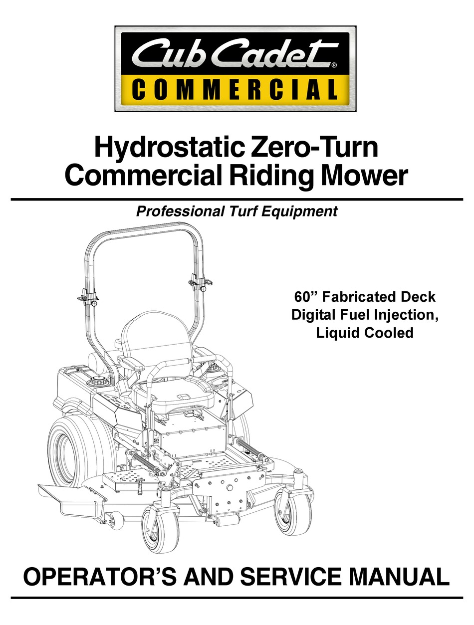 CUB CADET 29HP TANK 53AJ8CT6050 OPERATOR'S AND SERVICE MANUAL Pdf ...