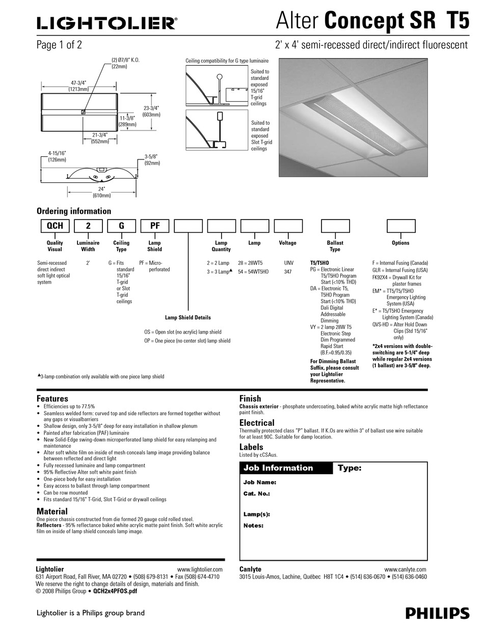 PHILIPS ALTER CONCEPT SR T5 SPECIFICATION Pdf Download | ManualsLib