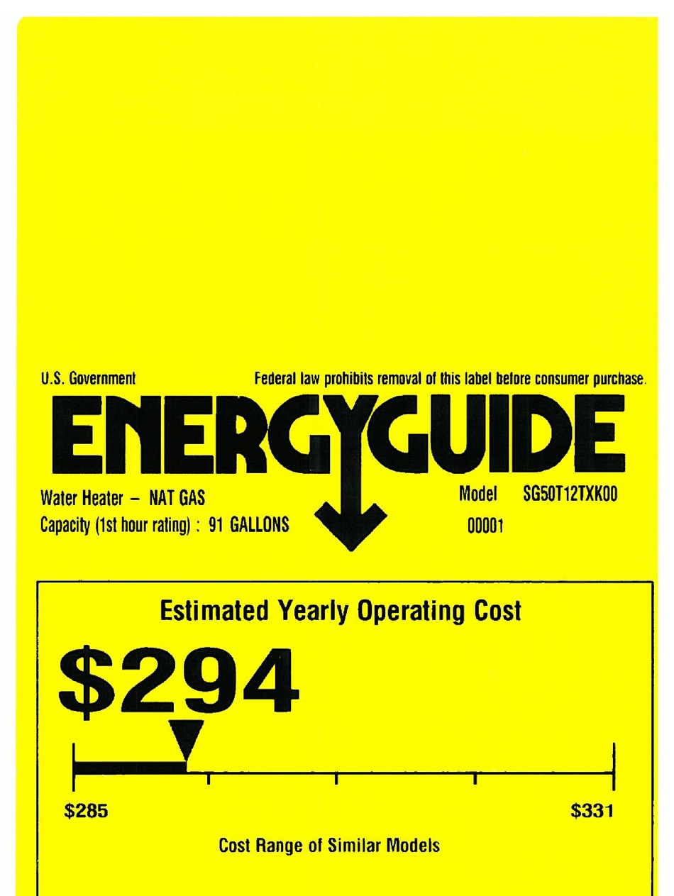 GE SG50T12TXK ENERGY MANUAL Pdf Download | ManualsLib