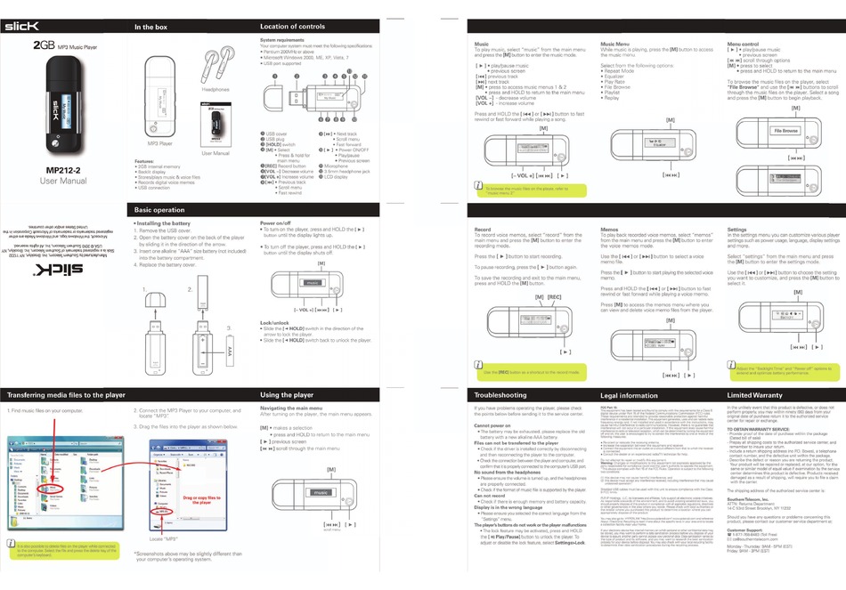 SLICK MP212-2 USER MANUAL Pdf Download | ManualsLib