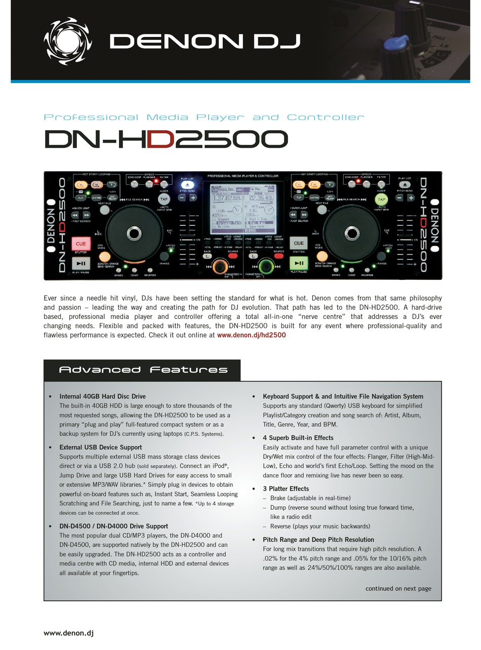 denon dn-hd2500 software download