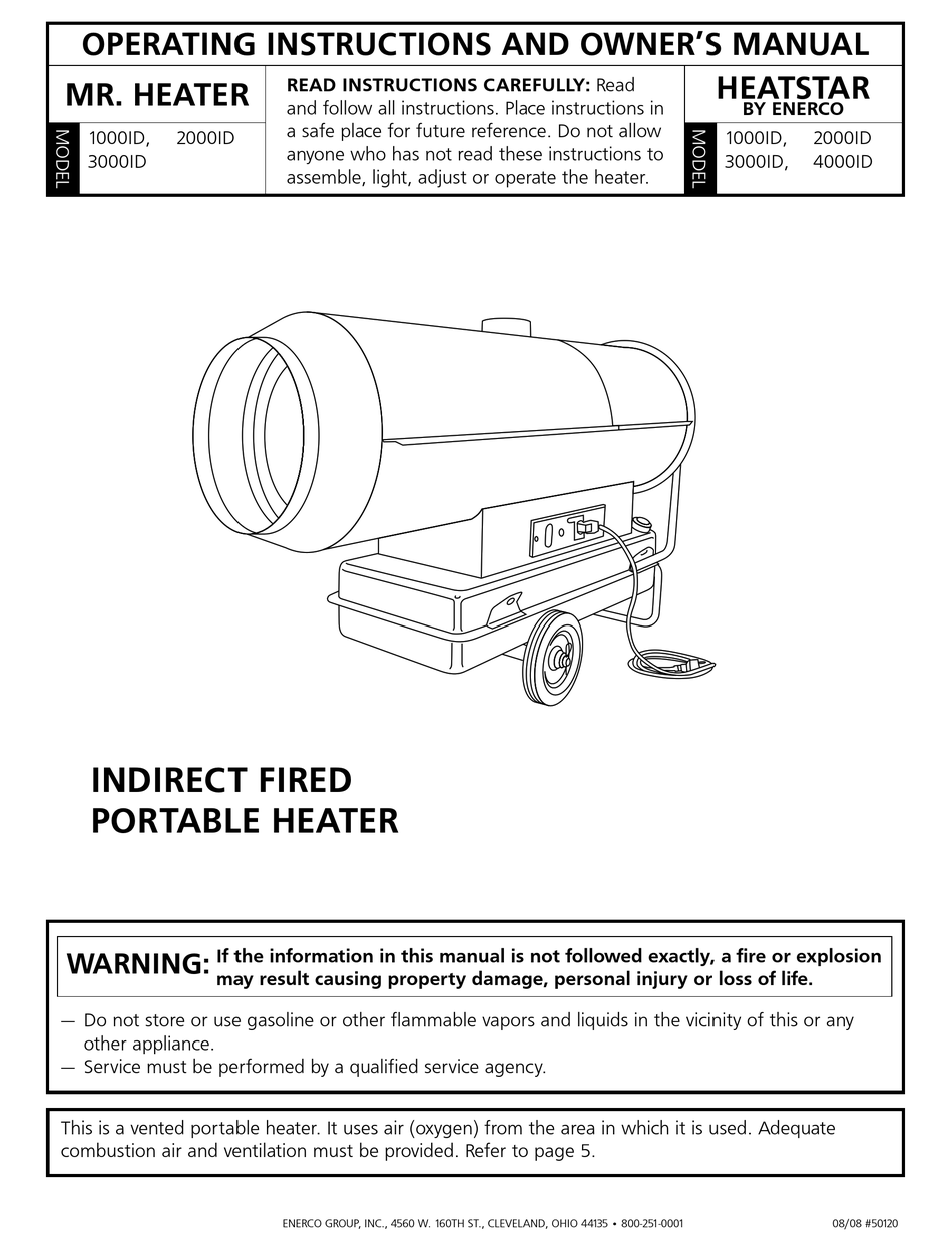 ENERCO MR. HEATER 1000ID OPERATING INSTRUCTIONS AND OWNER