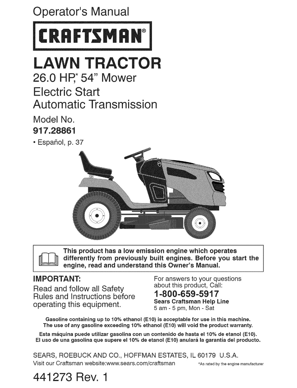 CRAFTSMAN 917.28861 OPERATOR'S MANUAL Pdf Download | ManualsLib