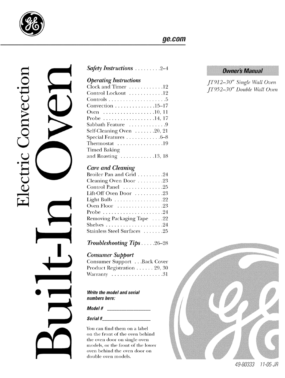 GE JT912 OWNER'S MANUAL Pdf Download ManualsLib