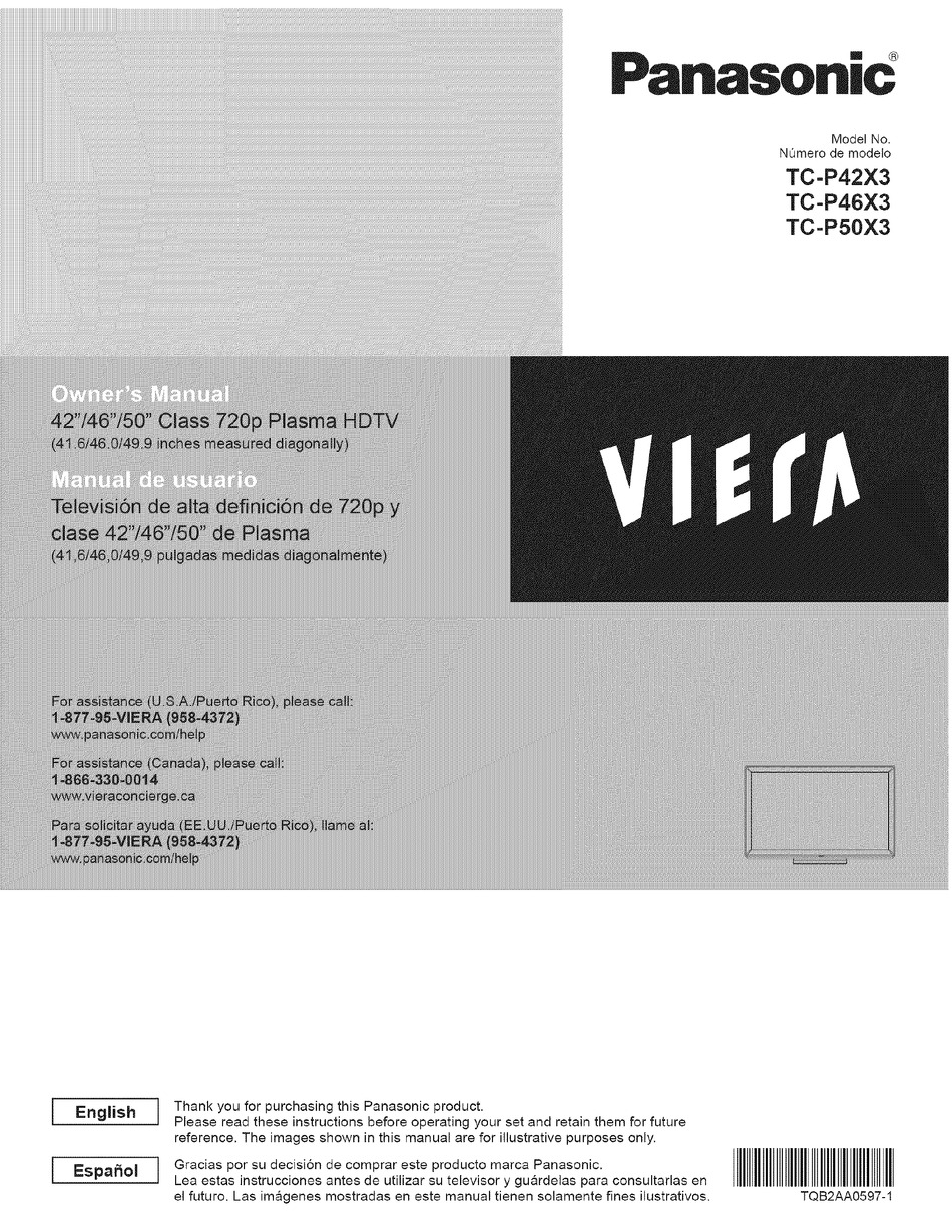 PANASONIC VIERA TCP42X3 OWNER'S MANUAL Pdf Download ManualsLib