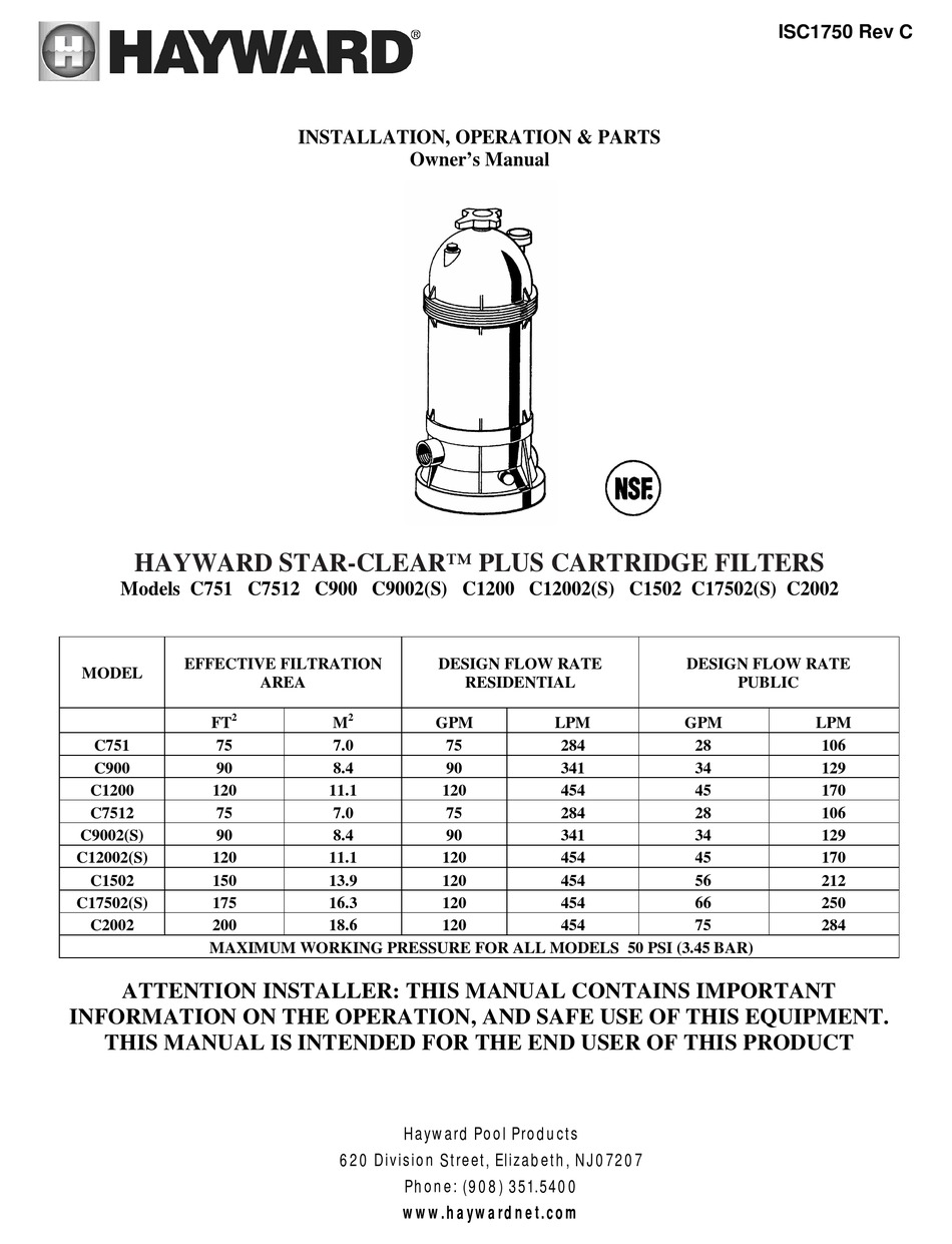 Hayward Star Clear Installation Operation Manual Pdf Download Manualslib