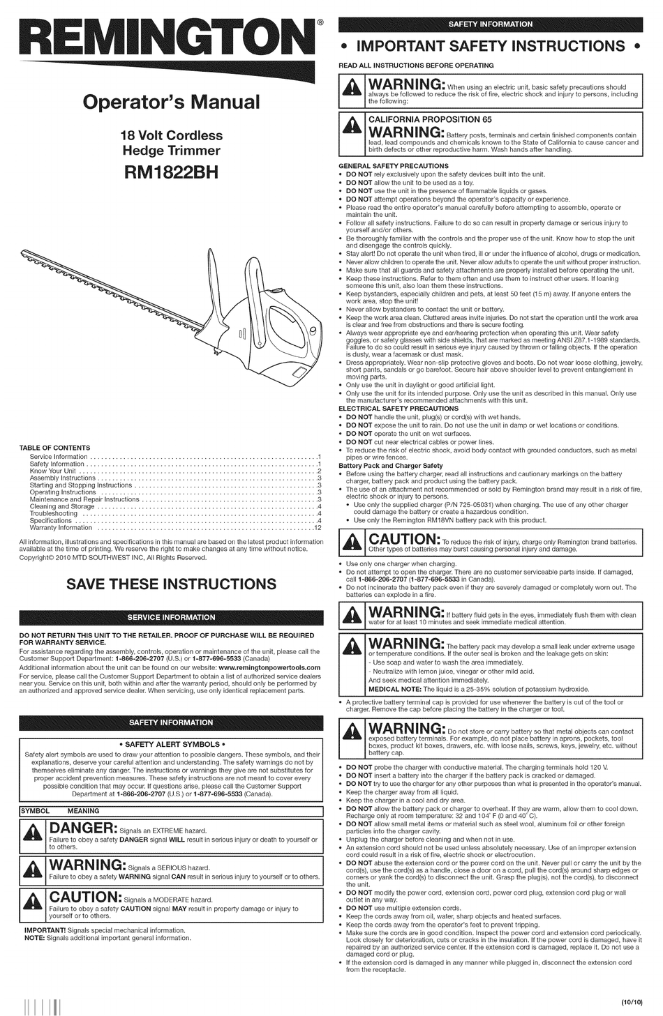 MTD 725-05031 Battery Charger