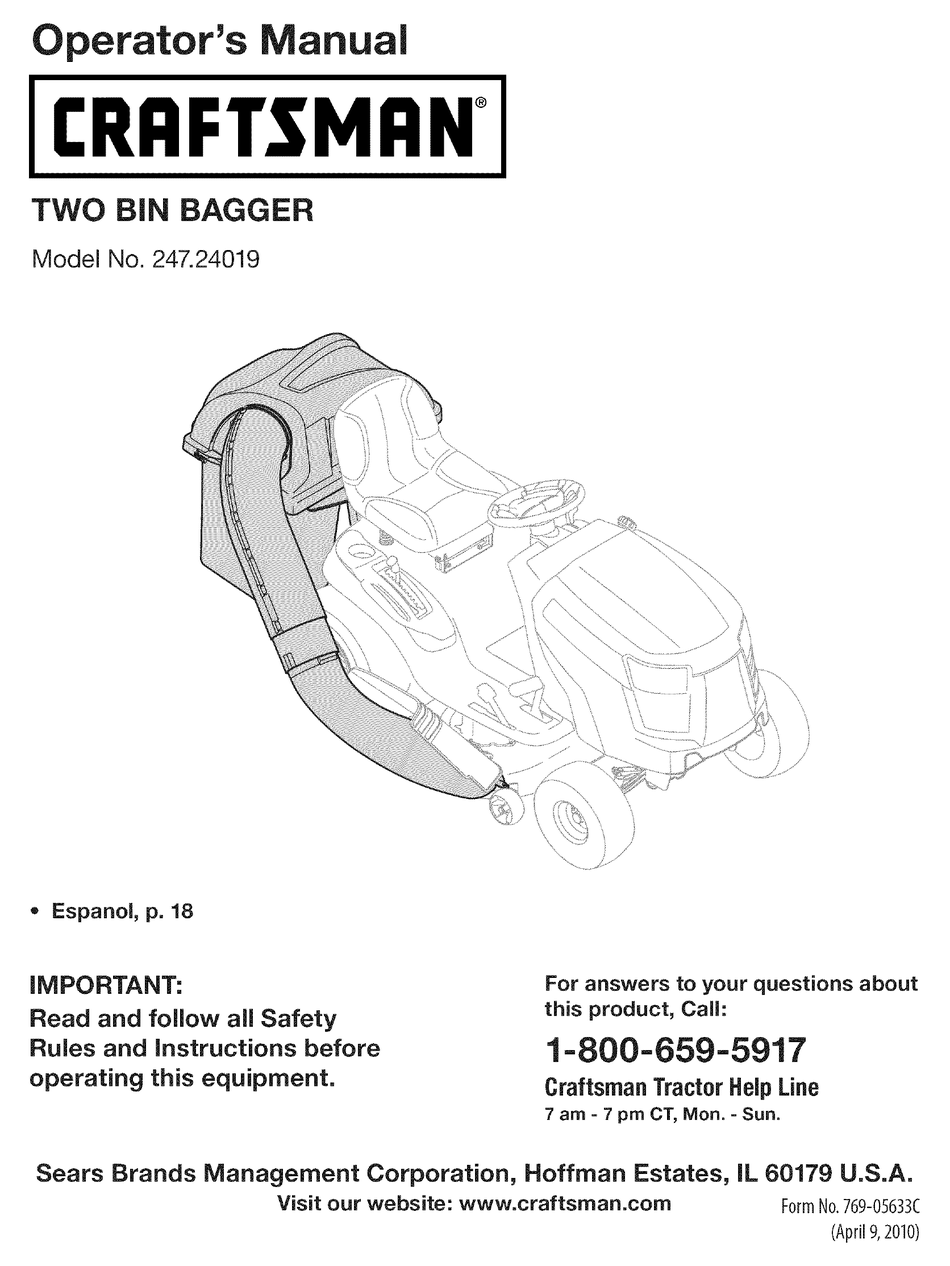 CRAFTSMAN 247.24019 OPERATOR
