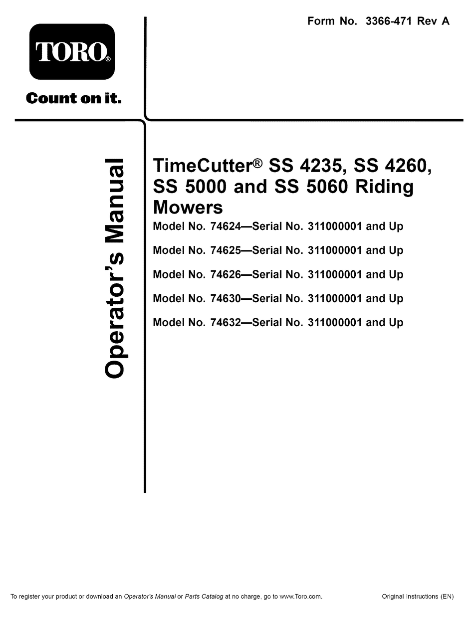 Toro Timecutter Ss 4235 Operator S