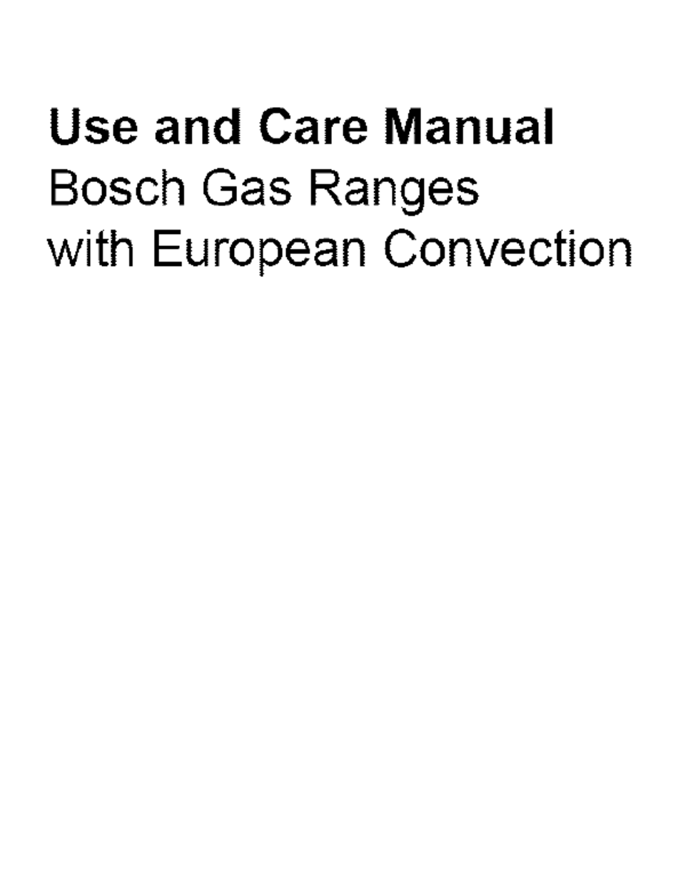 BOSCH GAS RANGES WITH EUROPEAN CONVECTION USE AND CARE MANUAL Pdf Download ManualsLib