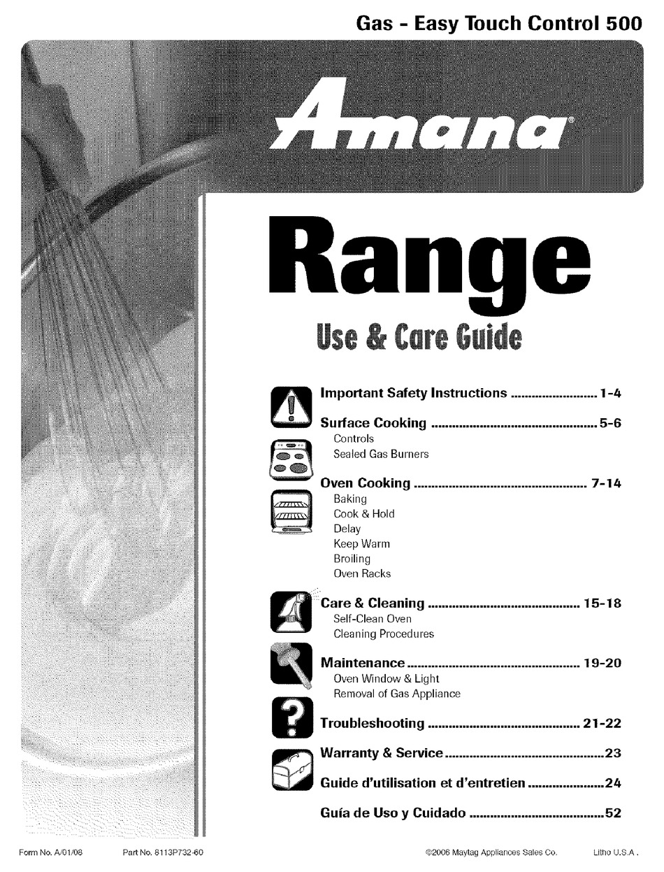 AMANA 8113P73260 USE & CARE MANUAL Pdf Download ManualsLib