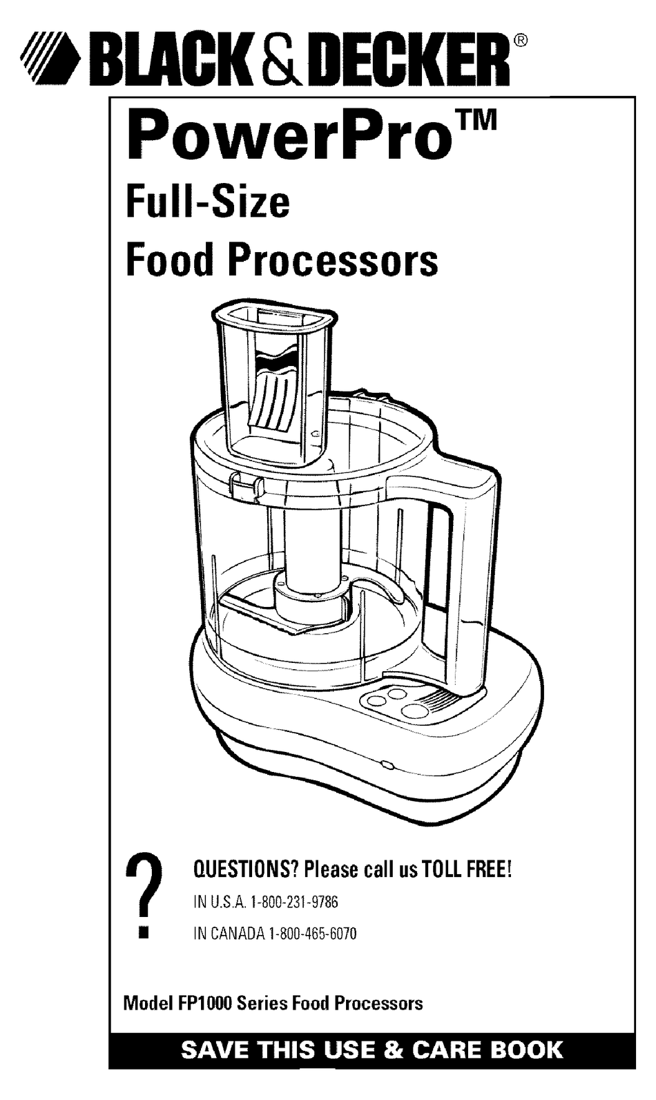 Replacement Part Black & Decker FP1445 1435 Food Processor Manual