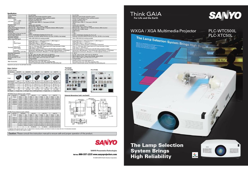 SANYO PLCWTC500L 5000 LUMENS BROCHURE Pdf Download ManualsLib