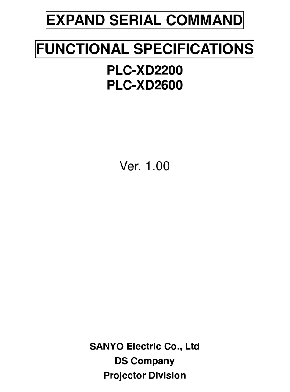 SANYO PLCXD2200 XGA ABLE MULTIMEDIA PROJECTOR MANUAL Pdf Download ManualsLib