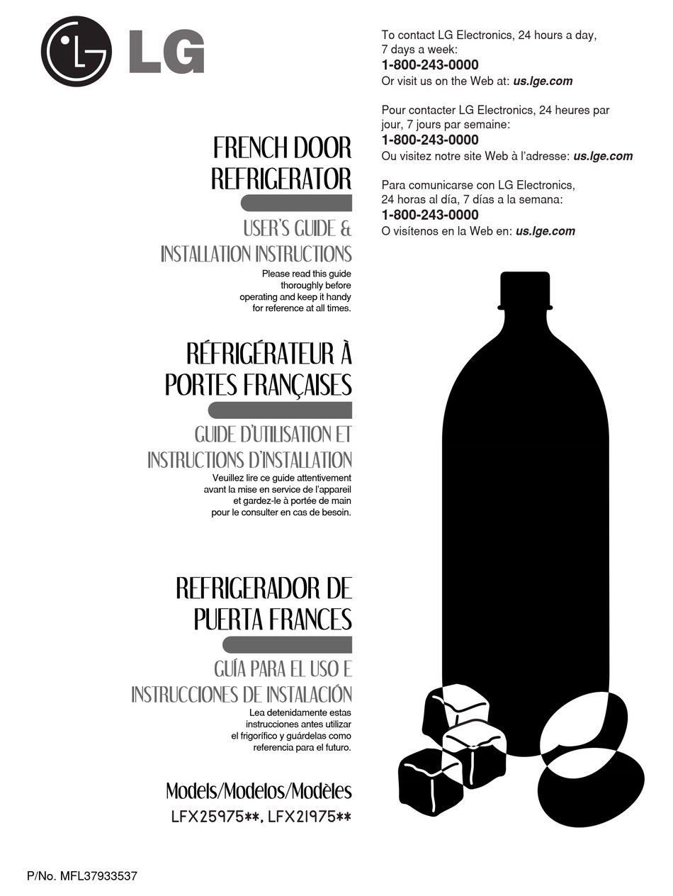 LG LFX25975SW 24.7 CU. FT. REFRIGERATOR OWNER'S MANUAL Pdf Download ManualsLib
