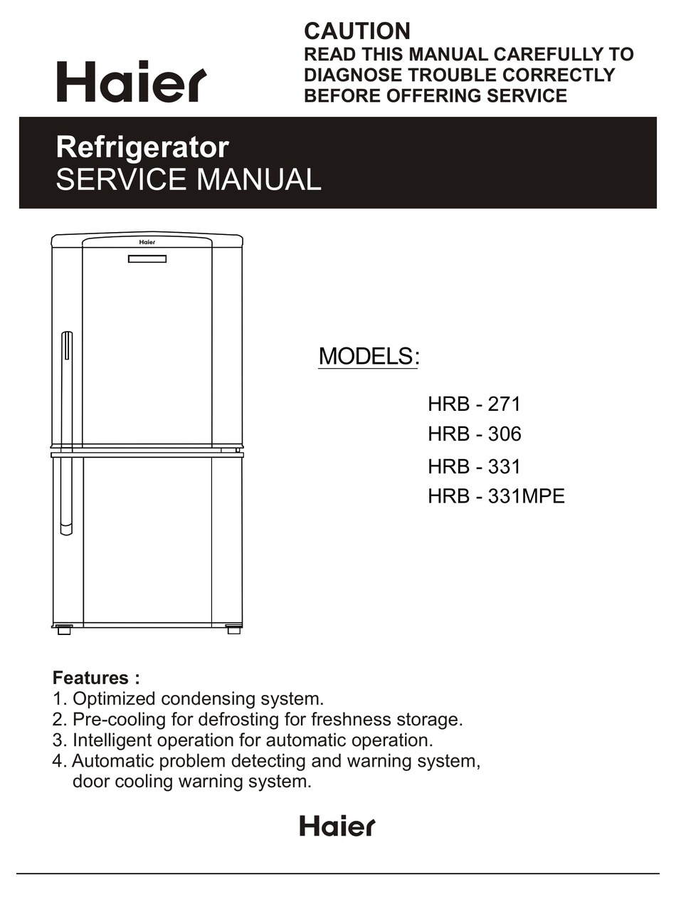 HAIER HRB271 USER MANUAL Pdf Download ManualsLib