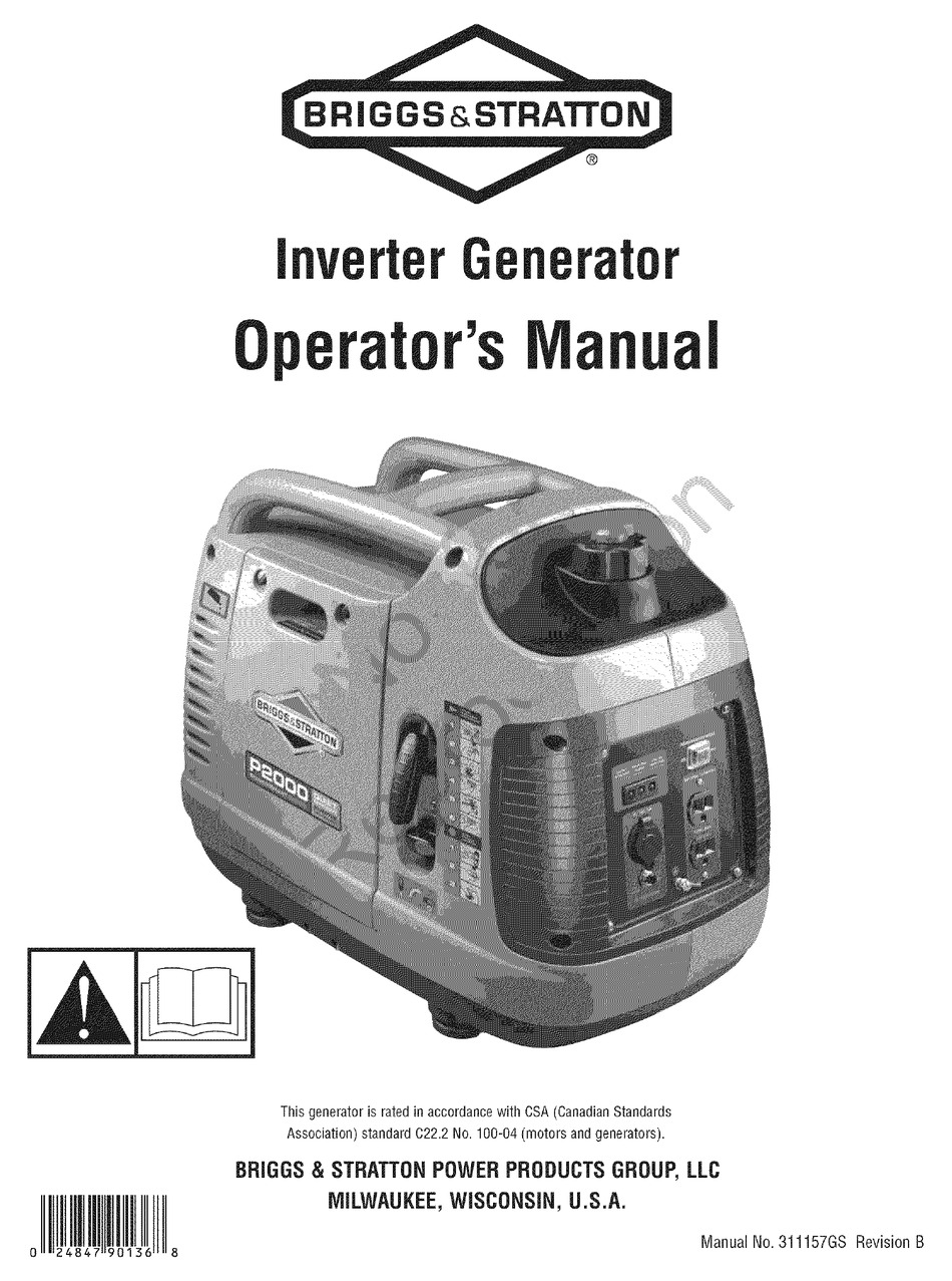 BRIGGS & STRATTON INVERTER GENERATOR OPERATOR'S MANUAL Pdf Download