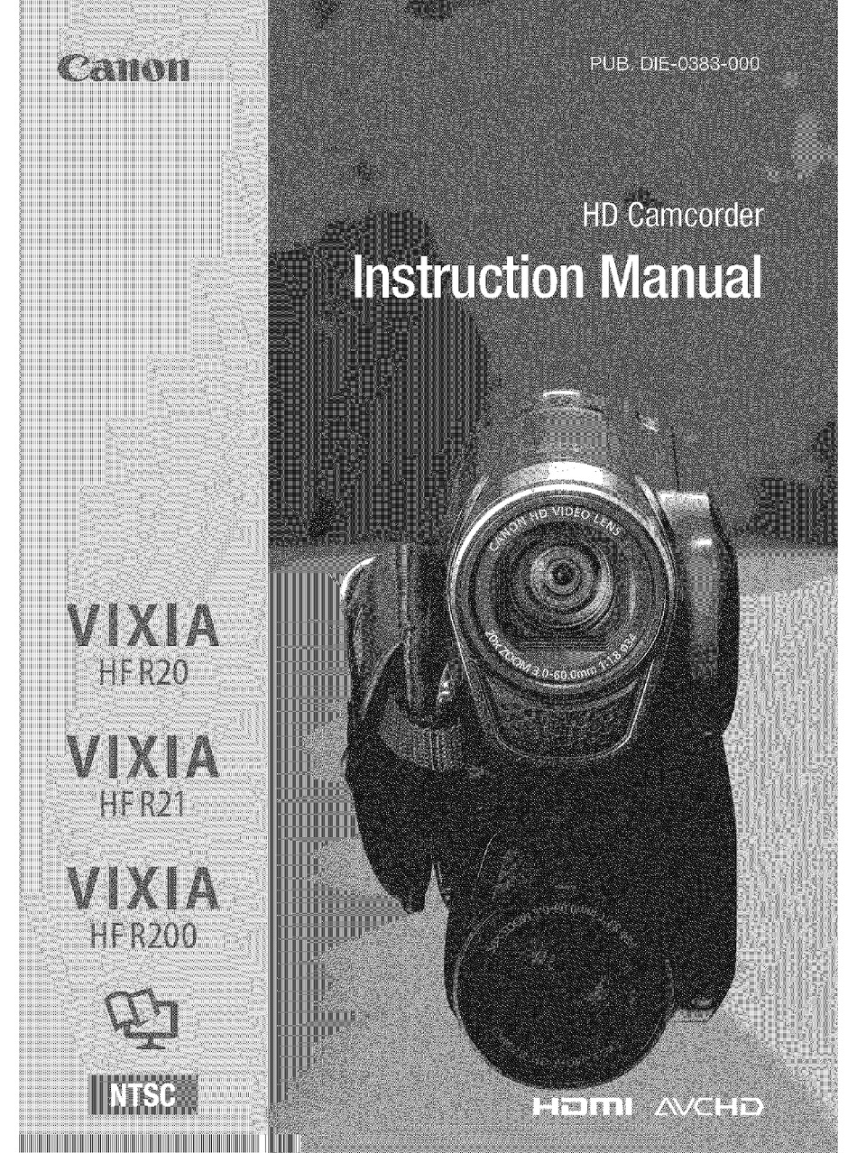 R21 R200 Camcorder User Instruction Guide  Manual Canon VIXIA HF R20 