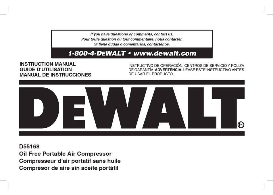 DEWALT D55168 INSTRUCTION MANUAL Pdf Download | ManualsLib