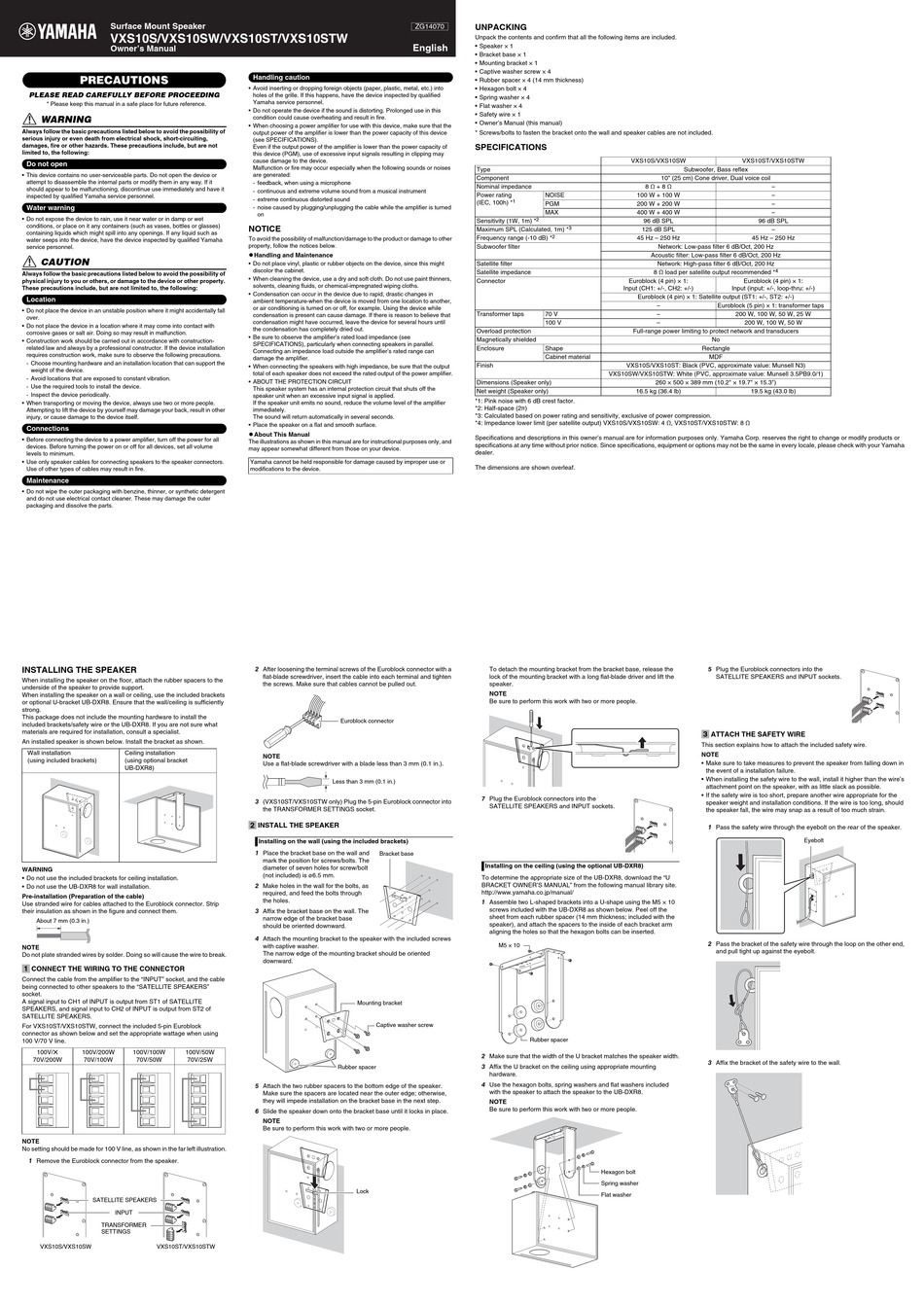 YAMAHA VXS10S OWNER'S MANUAL Pdf Download | ManualsLib