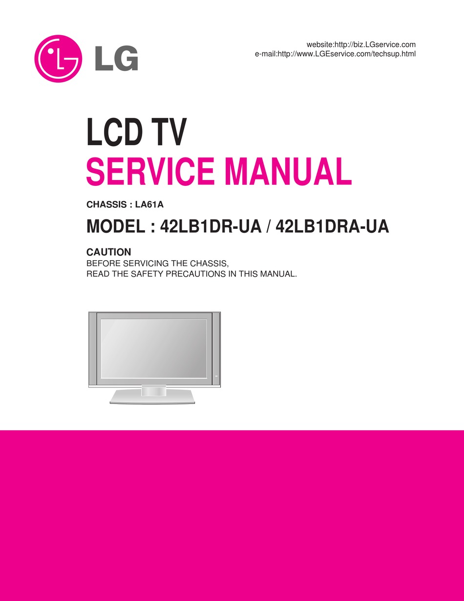 Lg 42lb1dra 42 Lcd Integrated Hdtv Service Manual Pdf Download Manualslib