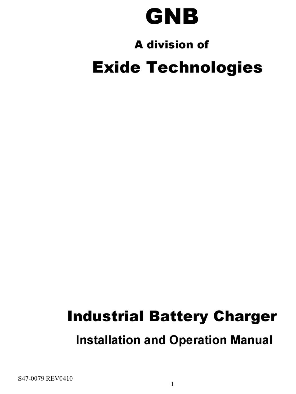 GNB INDUSTRIAL BATTERY CHARGER INSTALLATION AND OPERATION MANUAL Pdf  Download | ManualsLib
