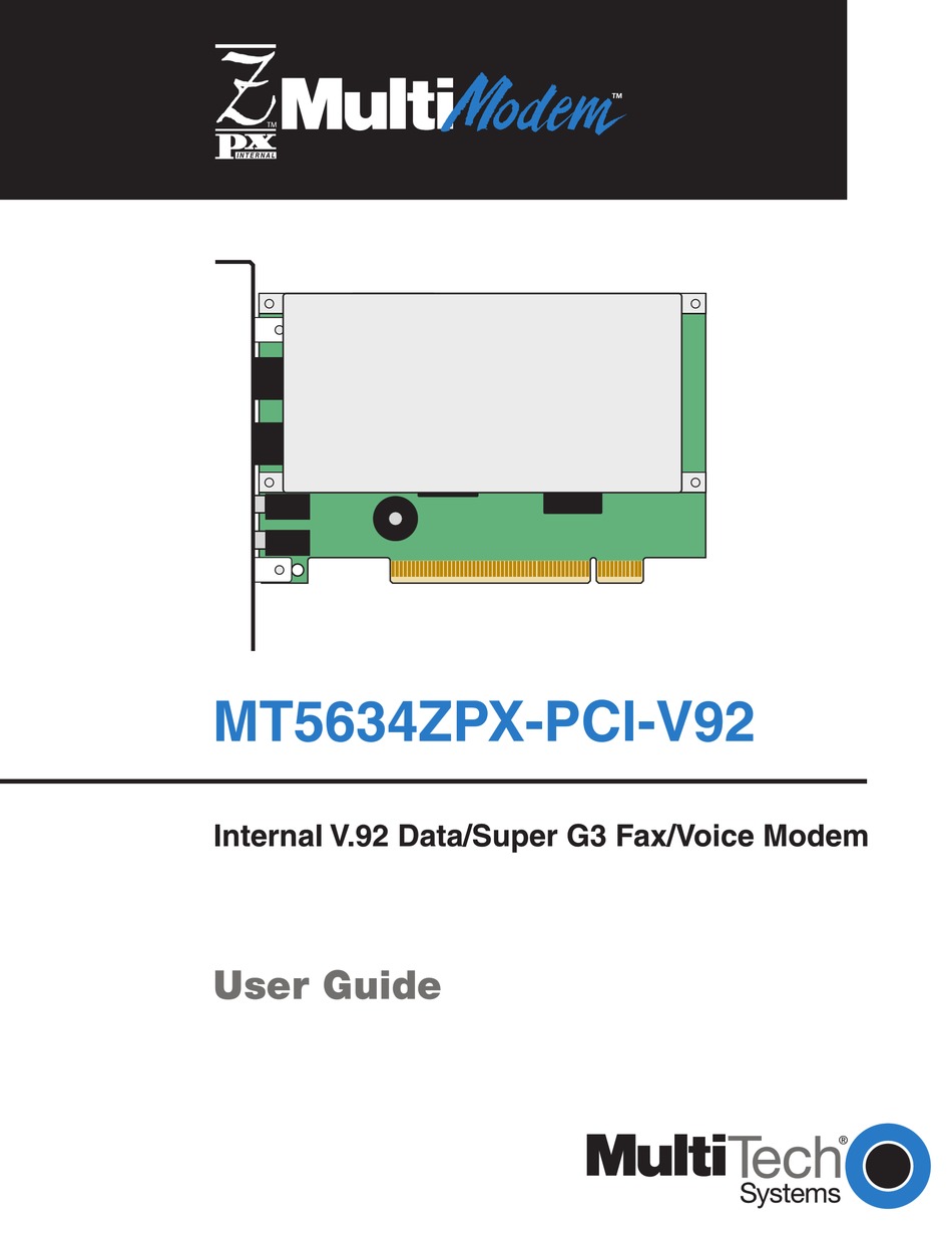 MULTITECH ZPX MULTIMODEM MT5634ZPXPCIV92 USER MANUAL Pdf Download