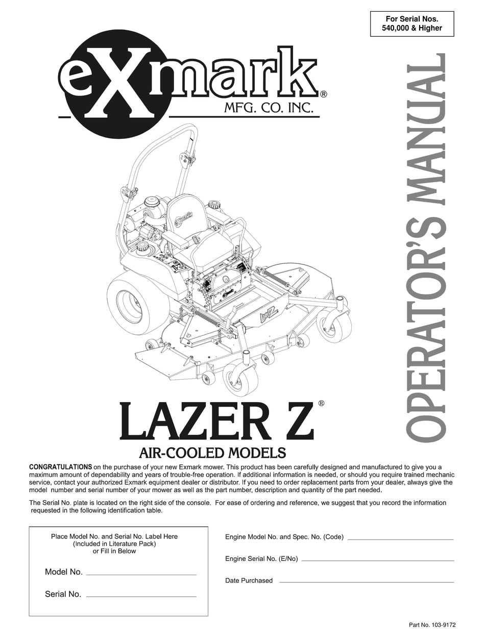 EXMARK LAZER Z OPERATOR