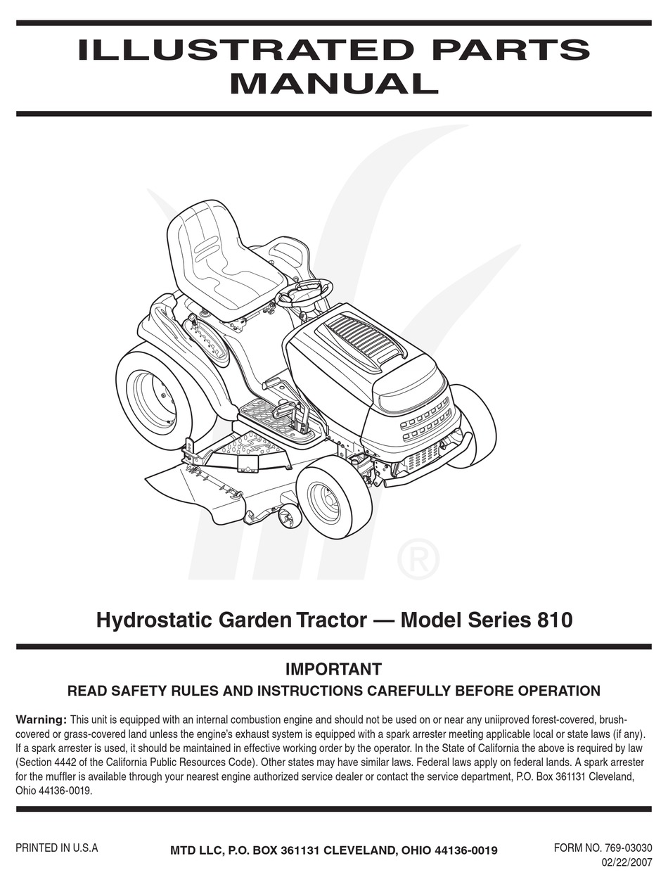 MTD 810 SERIES PARTS MANUAL Pdf Download | ManualsLib