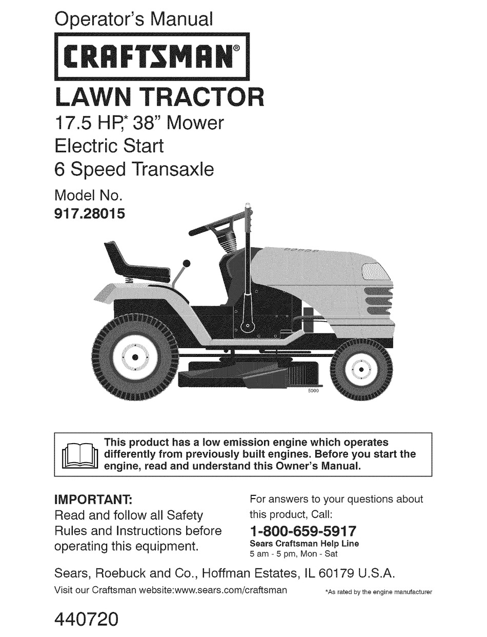 CRAFTSMAN 917.280150 OPERATOR'S MANUAL Pdf Download | ManualsLib