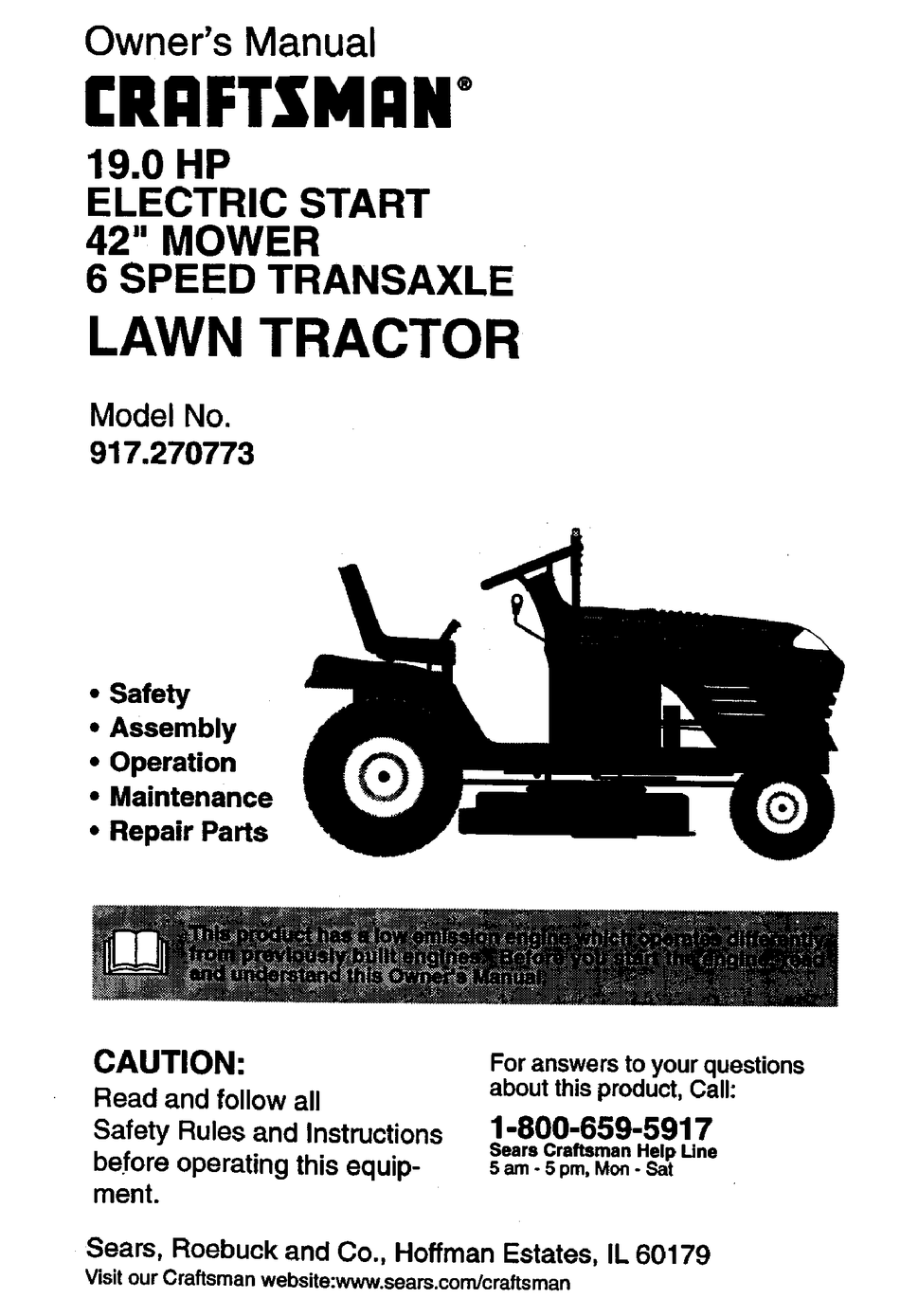 Craftsman 917 270773 Owner S Manual Pdf Download Manualslib