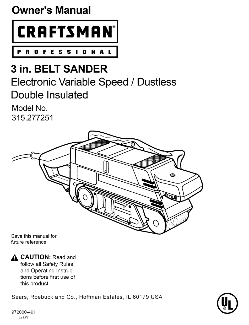 Craftsman 315 277251 Owner S Manual Pdf Download Manualslib