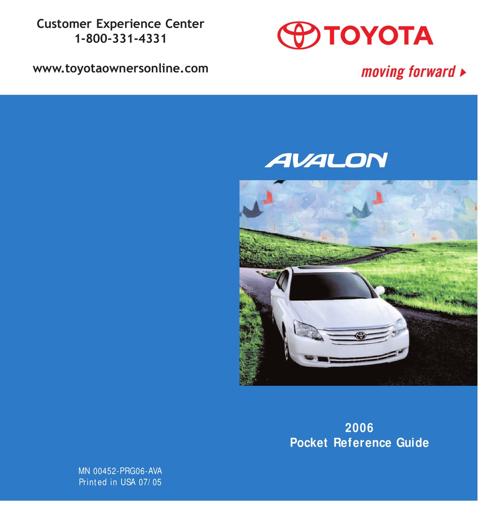 Toyota Avalon Pocket Reference Manual Pdf Download Manualslib