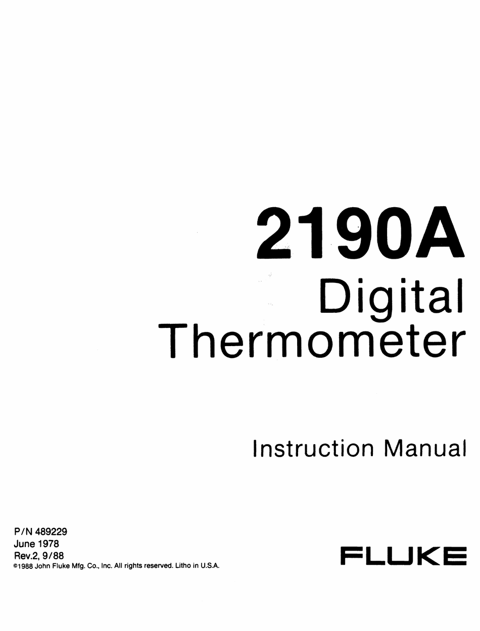 FLUKE 2190A INSTRUCTION MANUAL Pdf Download | ManualsLib