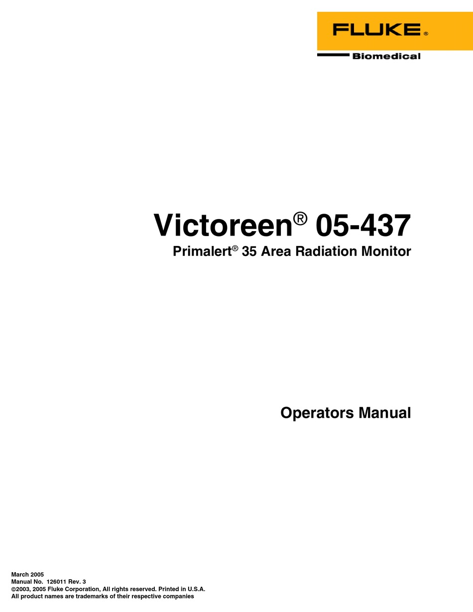 FLUKE VICTOREEN 05437 OPERATOR'S MANUAL Pdf Download ManualsLib