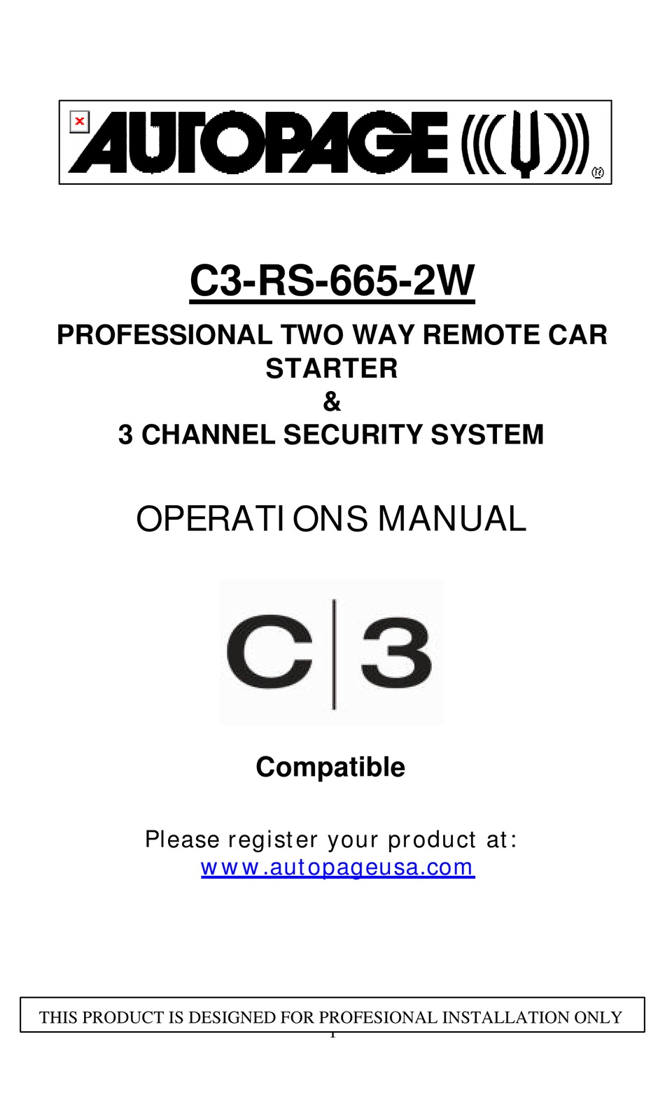 Auto Page C3 Rs 665 2w Operation Manual