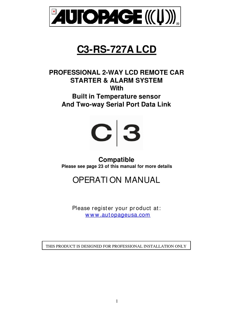 C3 Rs 727a Lcd Operation Manual