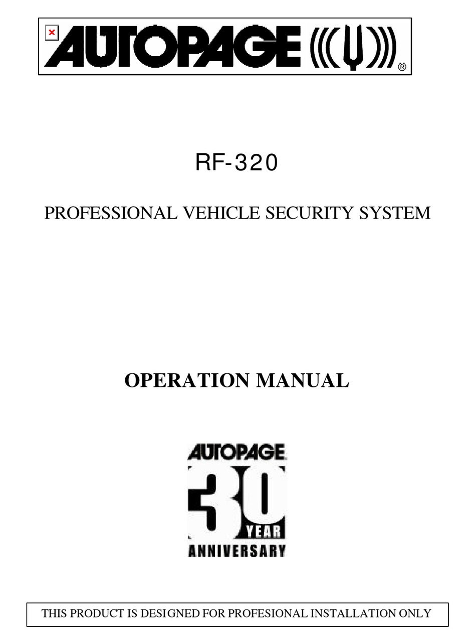 Auto Page Rf 320 Operation Manual Pdf