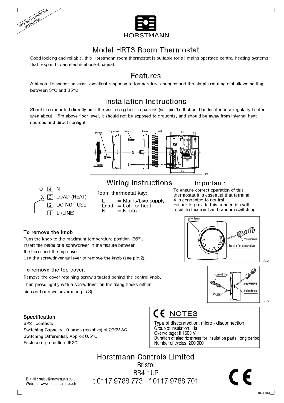 HORSTMANN HRT3 INSTALLATION INSTRUCTIONS Pdf Download | ManualsLib
