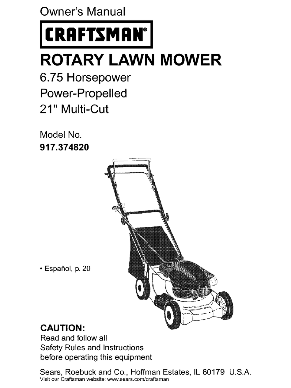 CRAFTSMAN 917.374820 OWNER'S MANUAL Pdf Download | ManualsLib