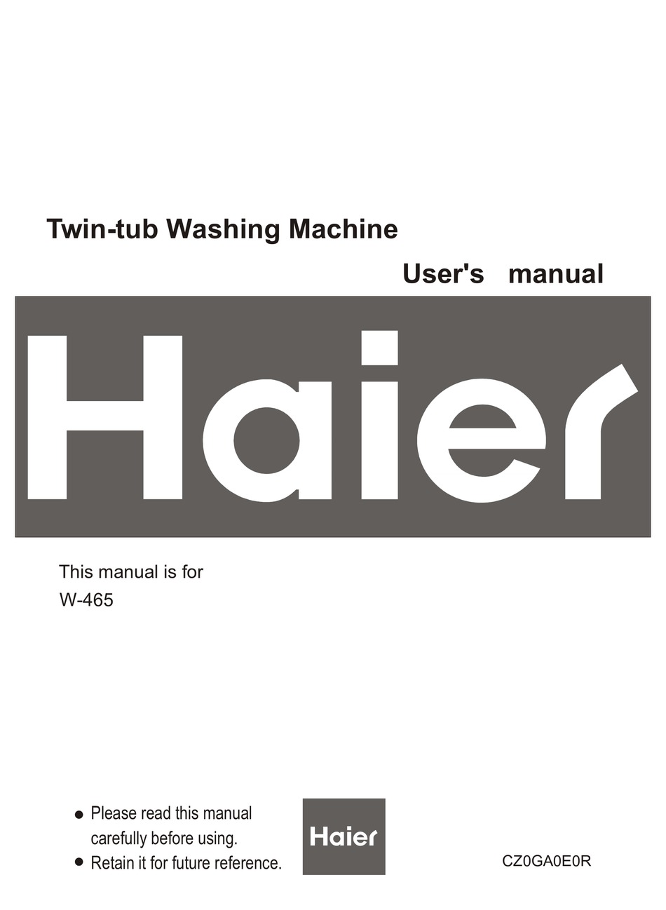 HAIER W465 USER MANUAL Pdf Download ManualsLib