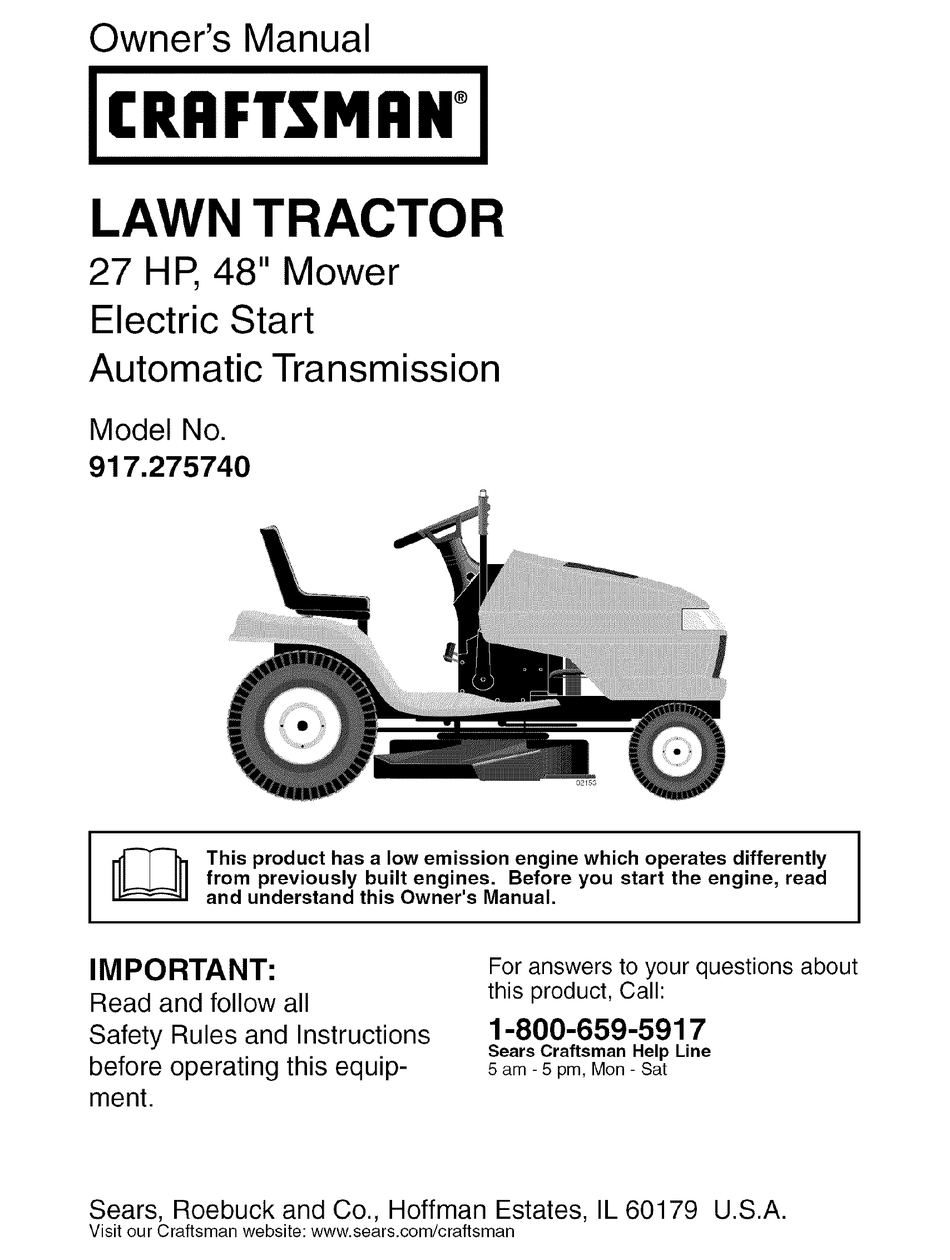 CRAFTSMAN 917.275740 OWNER'S MANUAL Pdf Download | ManualsLib