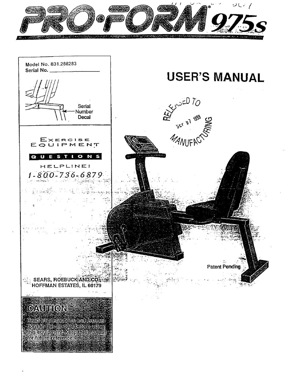 PROFORM 975S USER MANUAL Pdf Download ManualsLib