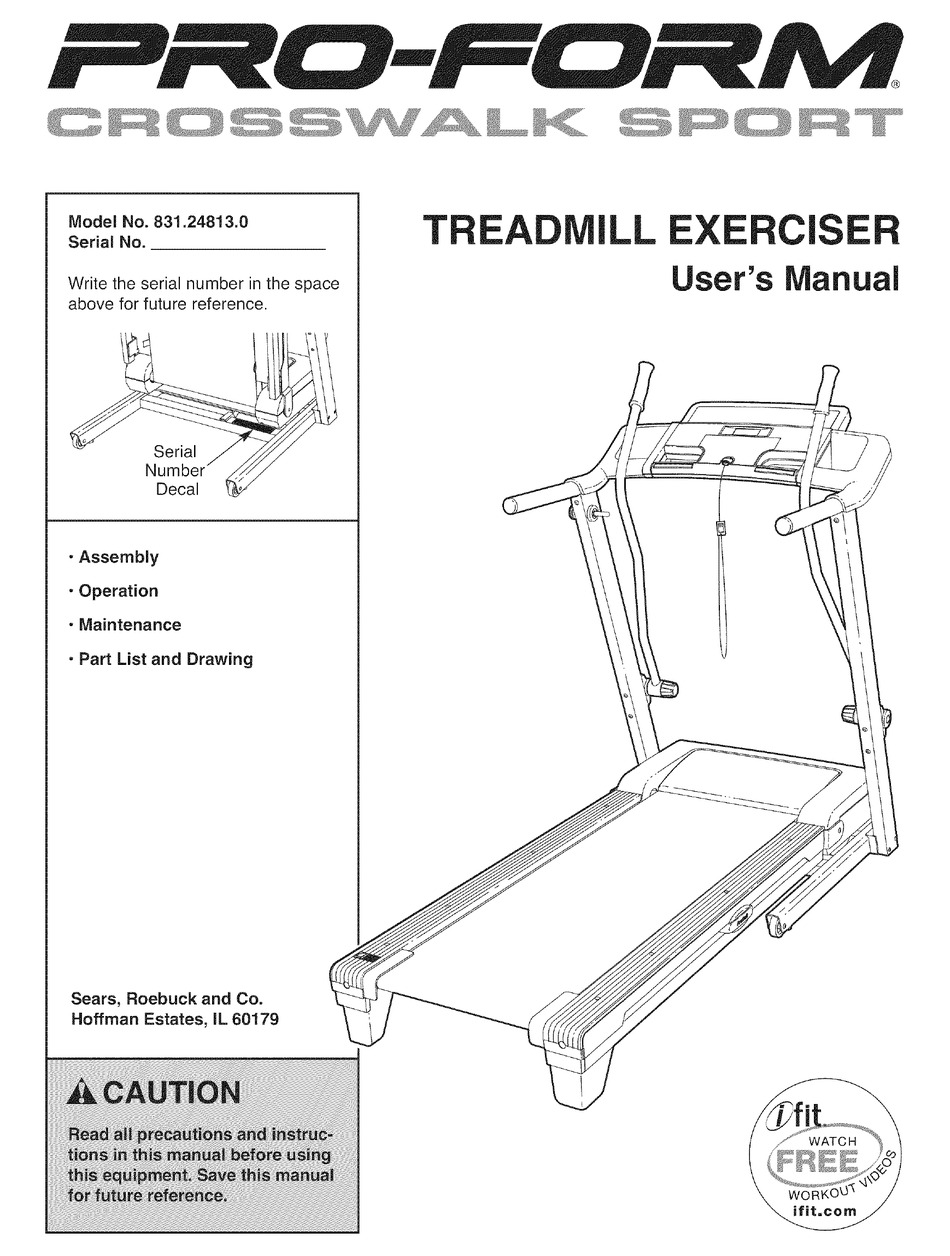 Proform Crosswalk Sport User Manual Pdf Download Manualslib