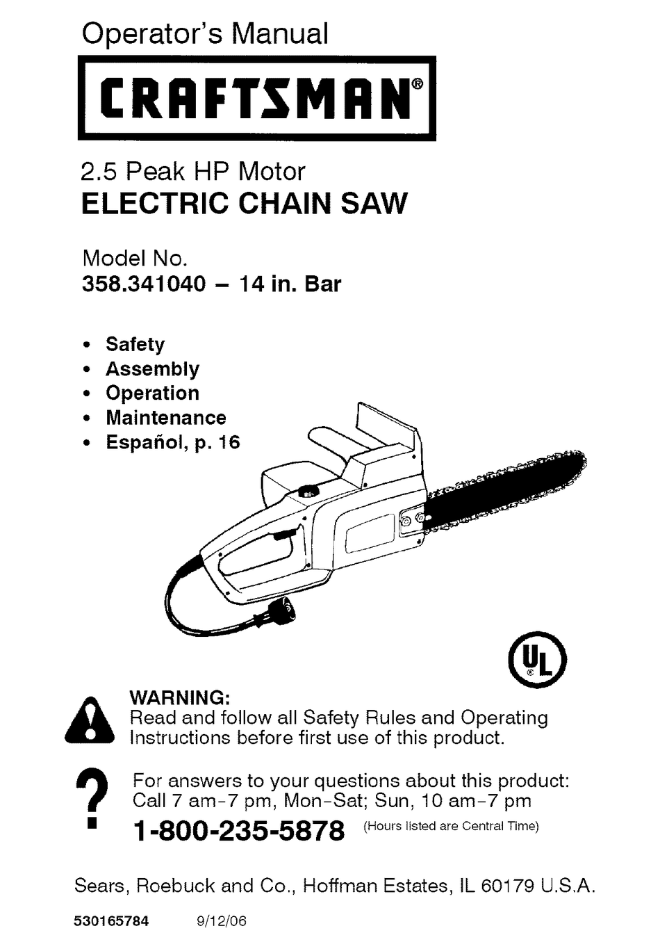 CRAFTSMAN 358.341040 OPERATOR'S MANUAL Pdf Download | ManualsLib