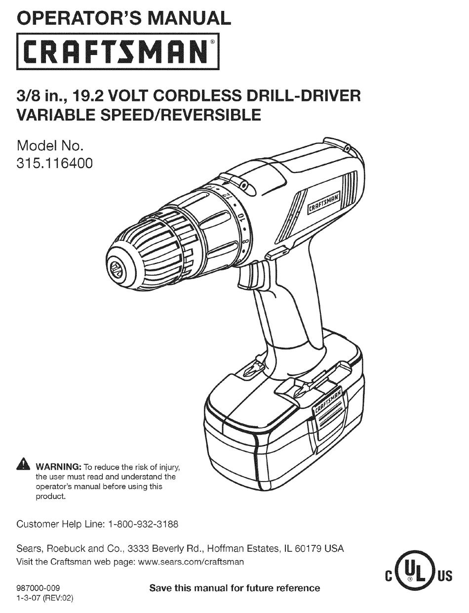 Craftsman 19.2 volt online drill manual