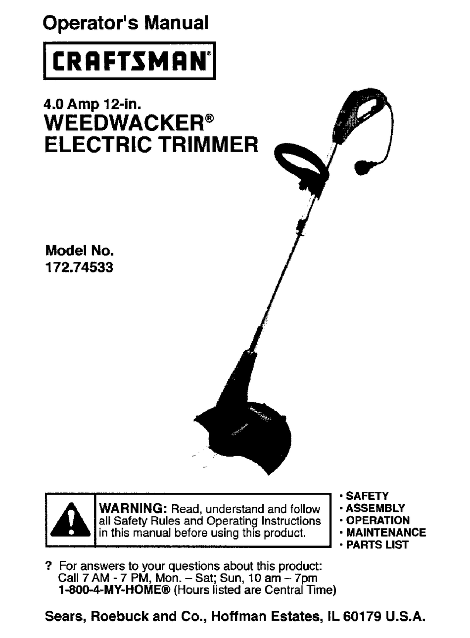 craftsman 15 weedwacker electric trimmer