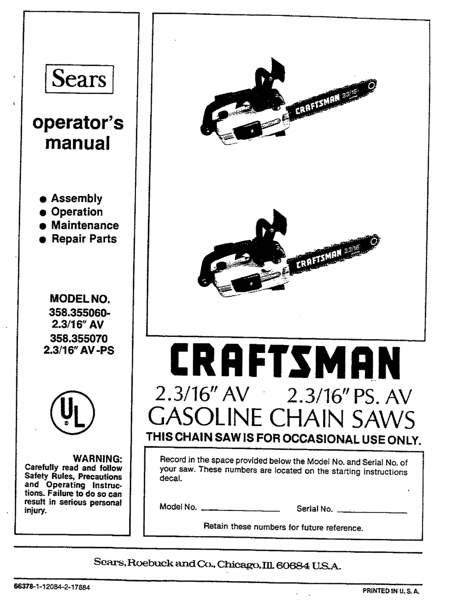 CRAFTSMAN 358.355060 OPERATOR