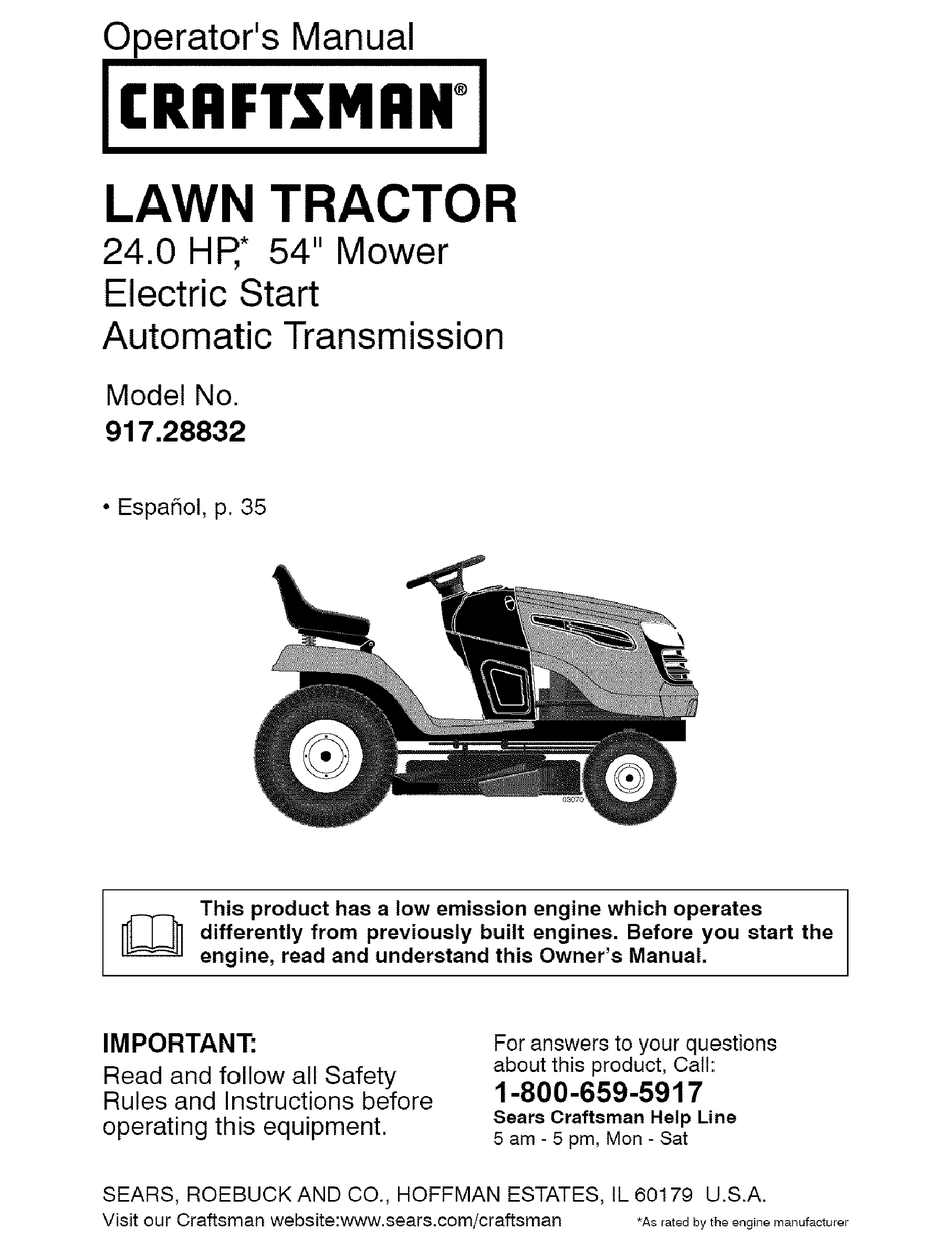 CRAFTSMAN 917.288320 OPERATOR'S MANUAL Pdf Download | ManualsLib