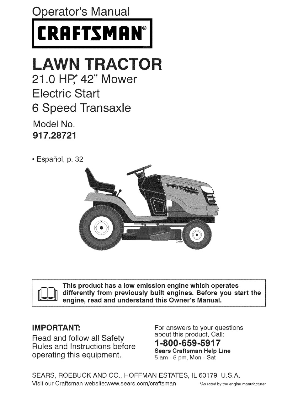 CRAFTSMAN 917.287210 OPERATOR S MANUAL Pdf Download ManualsLib